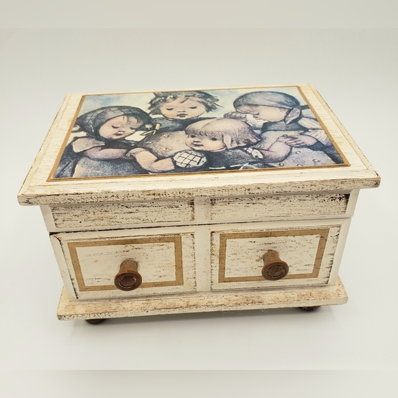 Linden Wood Music Jewelry Box Japan Vintage Love Story & Sunrise, Sunset WORKS! - Picture 1 of 10
